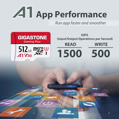 Gigastone 512GB MicroSDXC Memory Card with Adapter (Refurbished) - A-1 Thread Vault