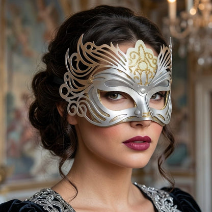 Gilded Elegance: Gold & Silver Mask - A-1 Thread Vault