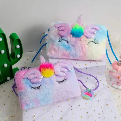 Girls Cute Sequin Plush Unicorn Tie Dye Bag - A-1 Thread Vault
