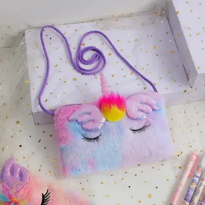Girls Cute Sequin Plush Unicorn Tie Dye Bag - A-1 Thread Vault