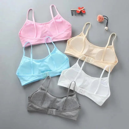 Girls Sports Bra Underwear Double Layer Thin Cotton Summer Suspender Bras with Breathable Sponge Pad No Steel Rings Training Bra - A-1 Thread Vault