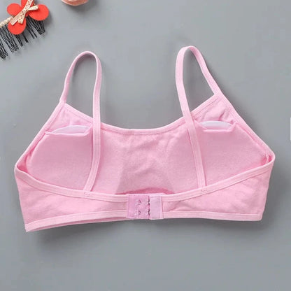 Girls Sports Bra Underwear Double Layer Thin Cotton Summer Suspender Bras with Breathable Sponge Pad No Steel Rings Training Bra - A-1 Thread Vault