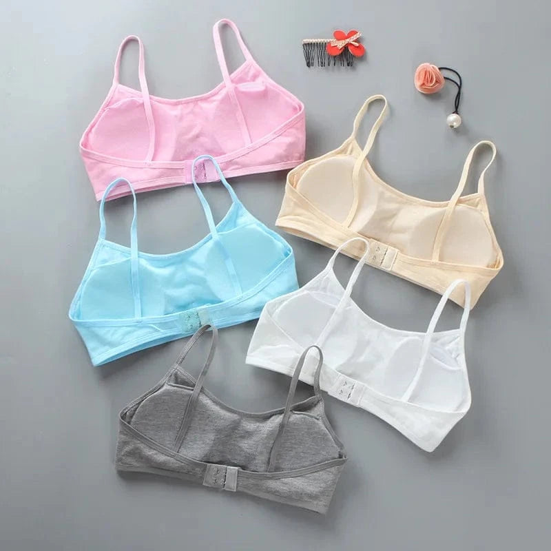 Girls Sports Bra Underwear Double Layer Thin Cotton Summer Suspender Bras with Breathable Sponge Pad No Steel Rings Training Bra - A-1 Thread Vault