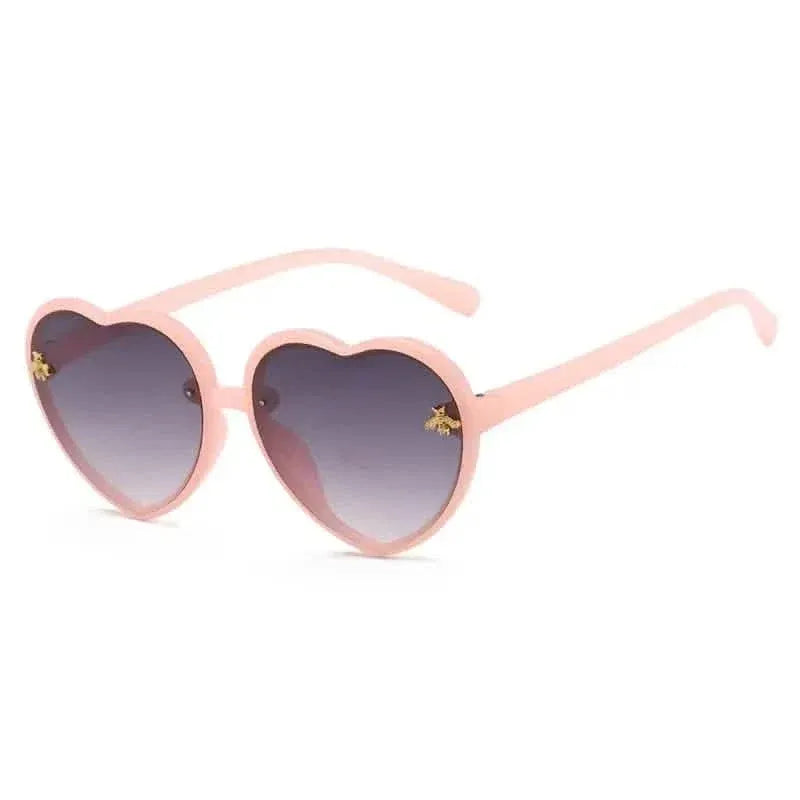 Girls Sunglasses UV Protection Heart Shaped Little Bee Decor Sunshade Glasses - A-1 Thread Vault