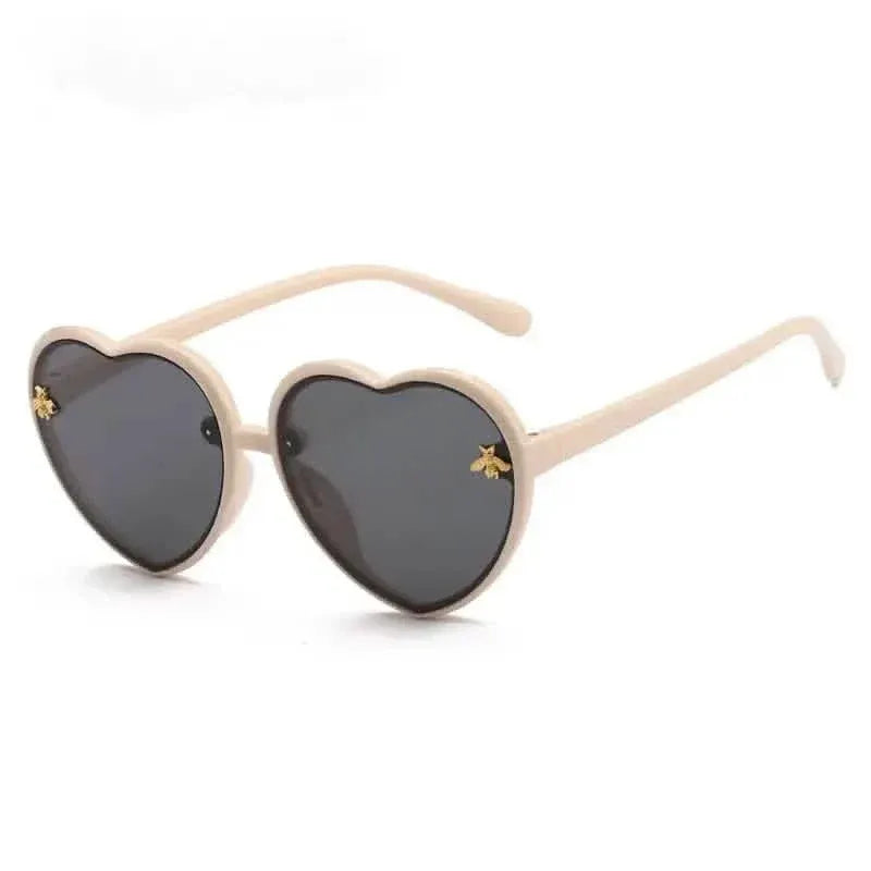 Girls Sunglasses UV Protection Heart Shaped Little Bee Decor Sunshade Glasses - A-1 Thread Vault