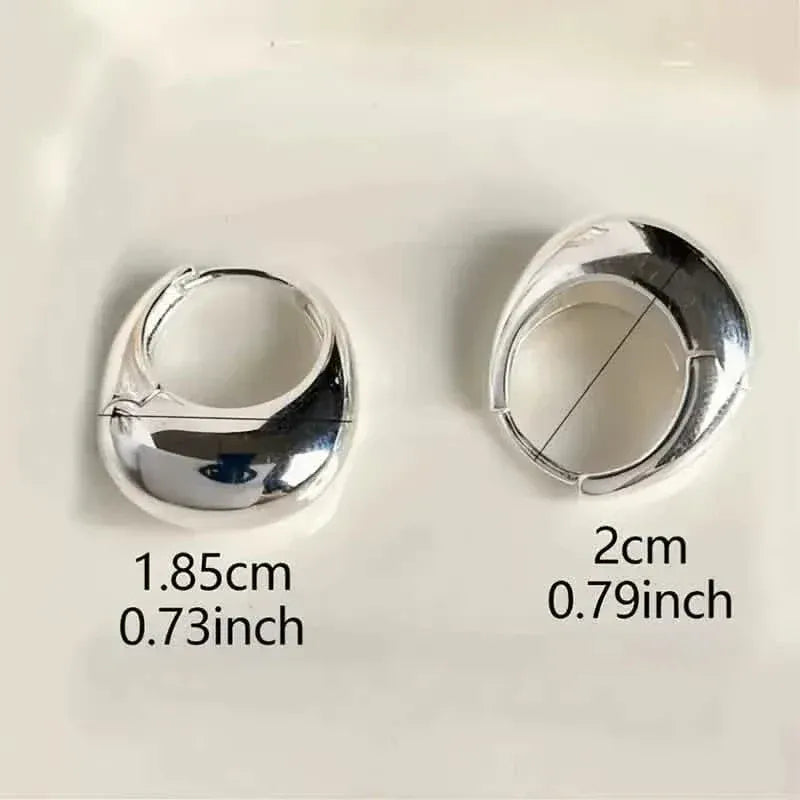 Glossy Chunky Shaped Hoop Earrings Copper Jewelry Vintage Elegant Style Female Geometric Ear Buckles - A-1 Thread Vault