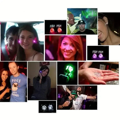 Glowing Rainbow LED Earrings: Color-Changing Ear Drop Pendants with Light-Up Crown Studs - A-1 Thread Vault