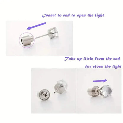 Glowing Rainbow LED Earrings: Color-Changing Ear Drop Pendants with Light-Up Crown Studs - A-1 Thread Vault