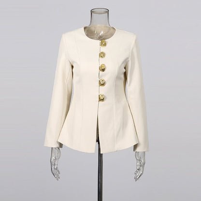Gold Button Blazer & Straight Leg Pants Set (MS398) - A-1 Thread Vault