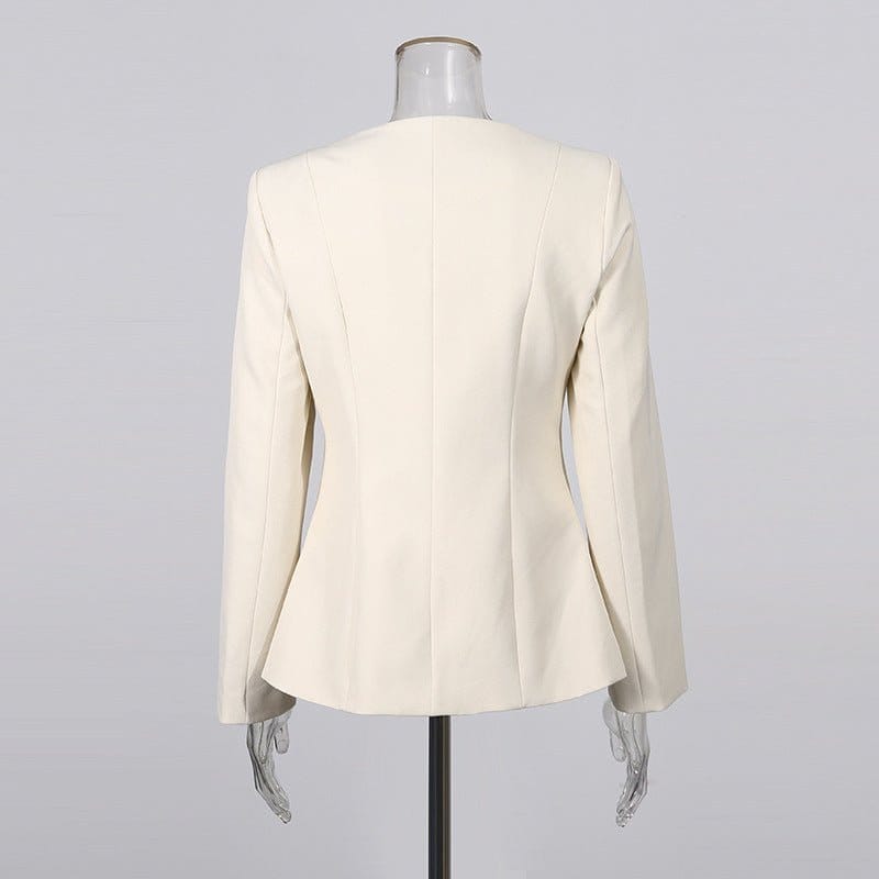 Gold Button Blazer & Straight Leg Pants Set (MS398) - A-1 Thread Vault