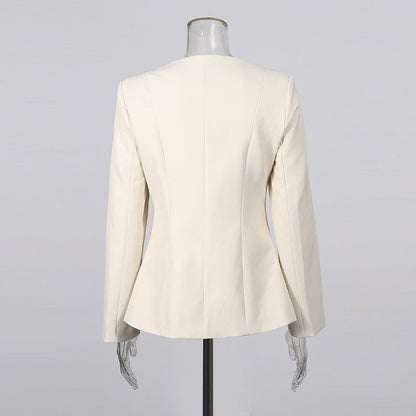 Gold Button Blazer & Straight Leg Pants Set (MS398) - A-1 Thread Vault