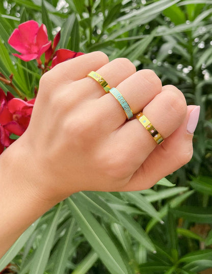 Gold Enamel Highs and Lows Ring - A-1 Thread Vault