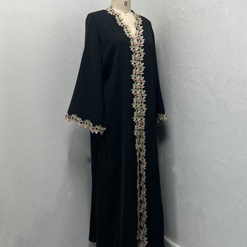 Gold Floral Embroidered Abaya (MOA296) - A-1 Thread Vault
