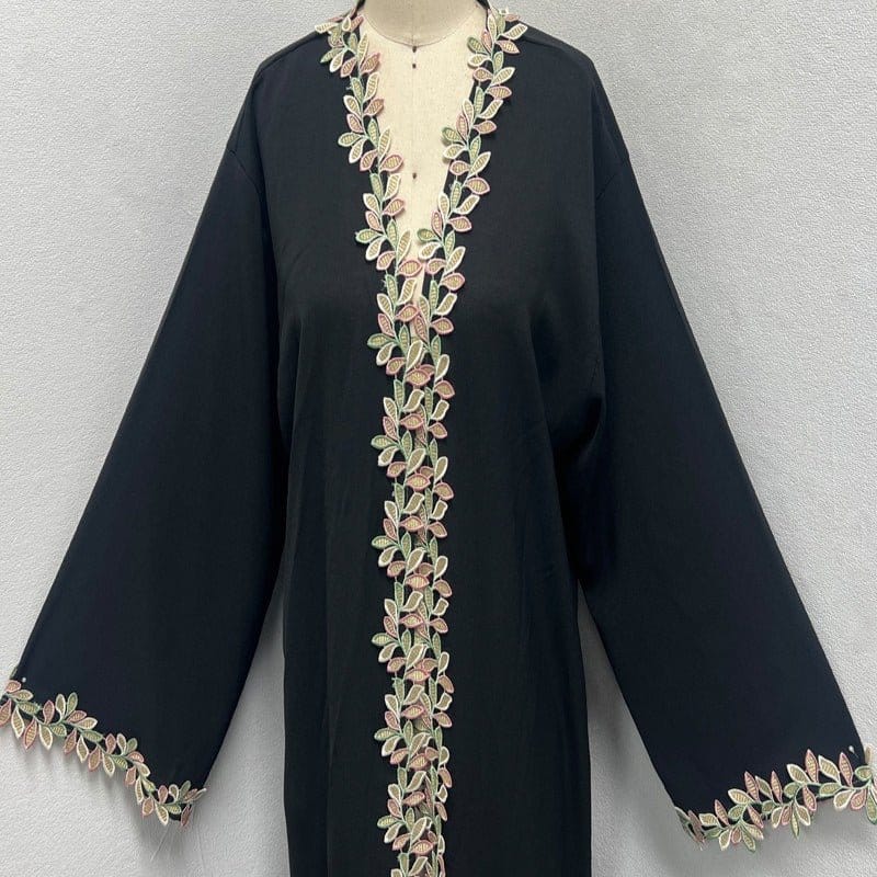 Gold Floral Embroidered Abaya (MOA296) - A-1 Thread Vault