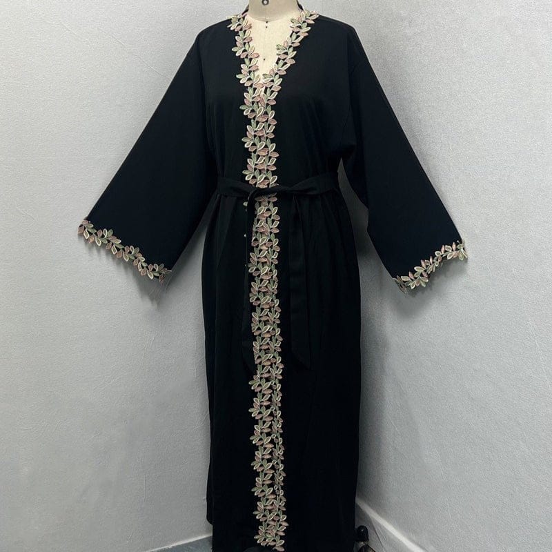 Gold Floral Embroidered Abaya (MOA296) - A-1 Thread Vault