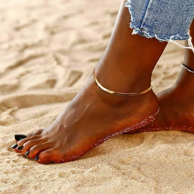 Gold Magic Herringbone Flat Anklet - A-1 Thread Vault
