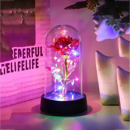 Golden Foil Rose Flower Lamp, Decorative Light Ornament - A-1 Thread Vault
