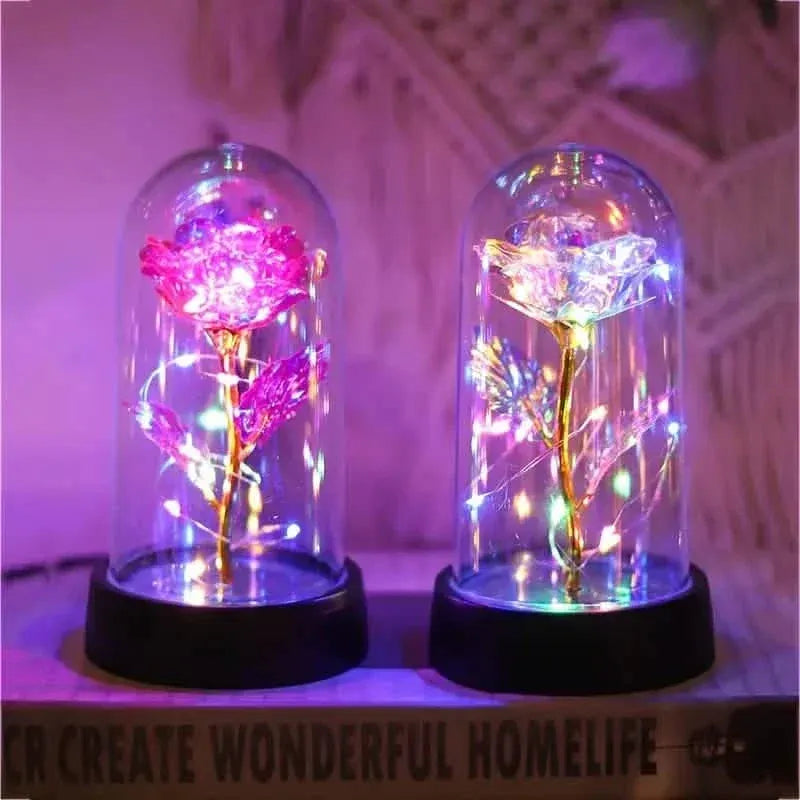 Golden Foil Rose Flower Lamp, Decorative Light Ornament - A-1 Thread Vault