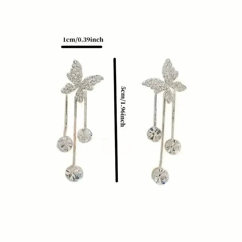 Golden-Tone Alloy Zirconia Dangle Earrings - A-1 Thread Vault