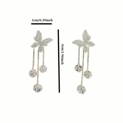 Golden-Tone Alloy Zirconia Dangle Earrings - A-1 Thread Vault