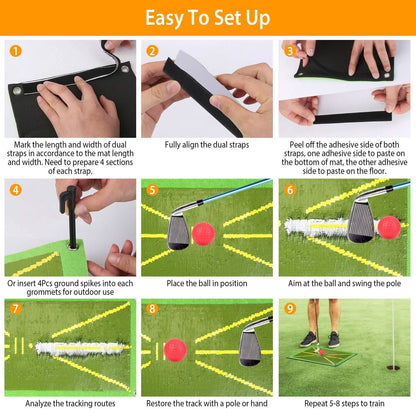 Golf Training Mat for Swing Detection Batting Path Feedback - A-1 Thread Vault
