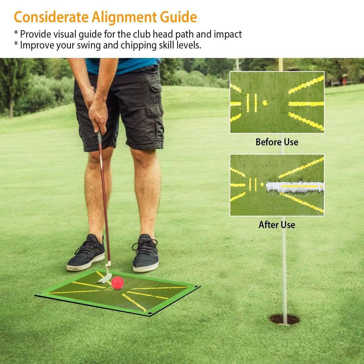 Golf Training Mat for Swing Detection Batting Path Feedback - A-1 Thread Vault