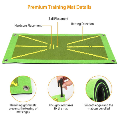 Golf Training Mat for Swing Detection Batting Path Feedback - A-1 Thread Vault