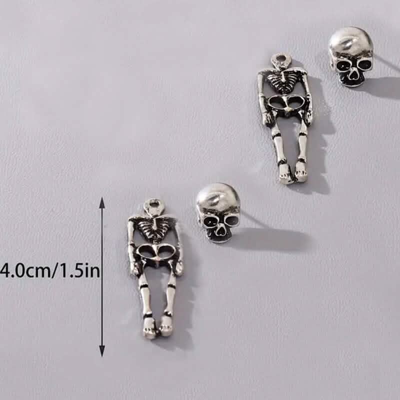 Gothic Dark Wind Skull Skeleton Hanging Earrings - A-1 Thread Vault