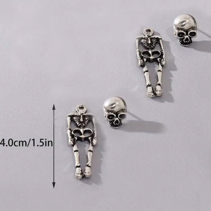 Gothic Dark Wind Skull Skeleton Hanging Earrings - A-1 Thread Vault
