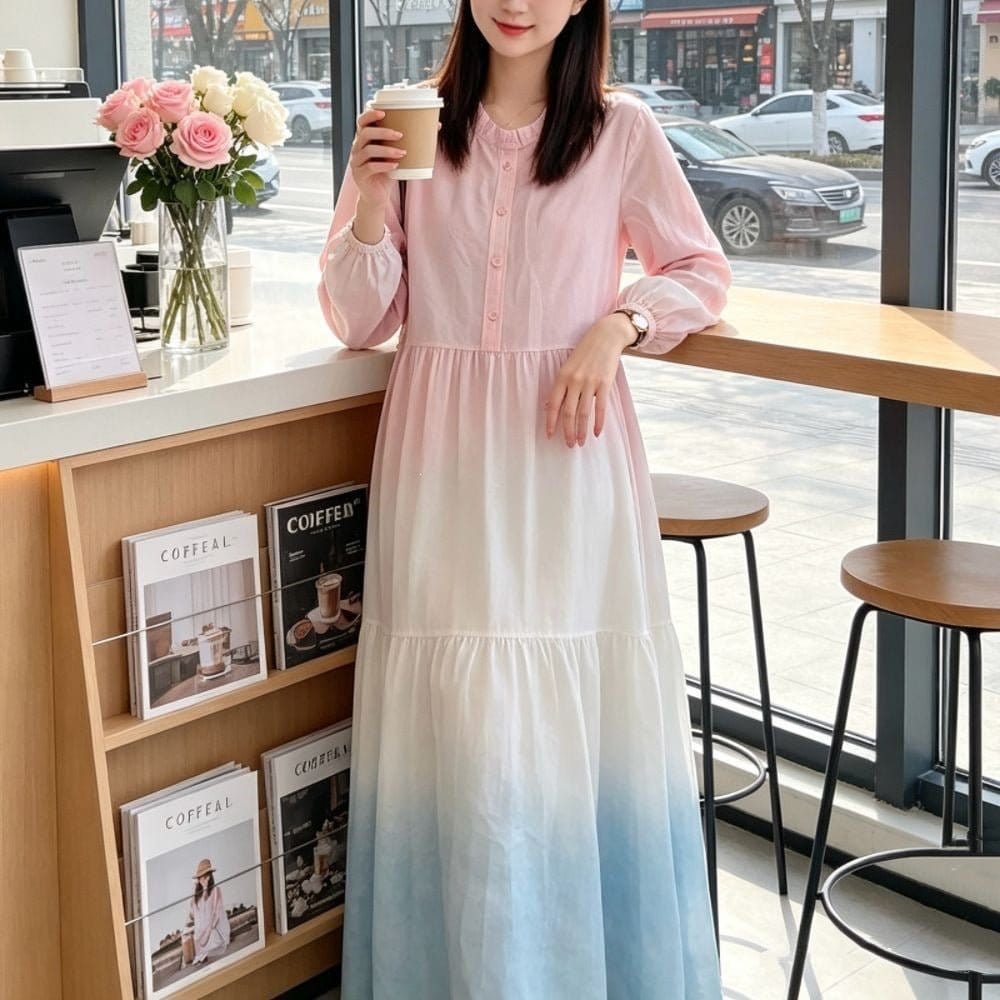 Gradient Tie-Dye Loose Maxi Dress(MS404) - A-1 Thread Vault