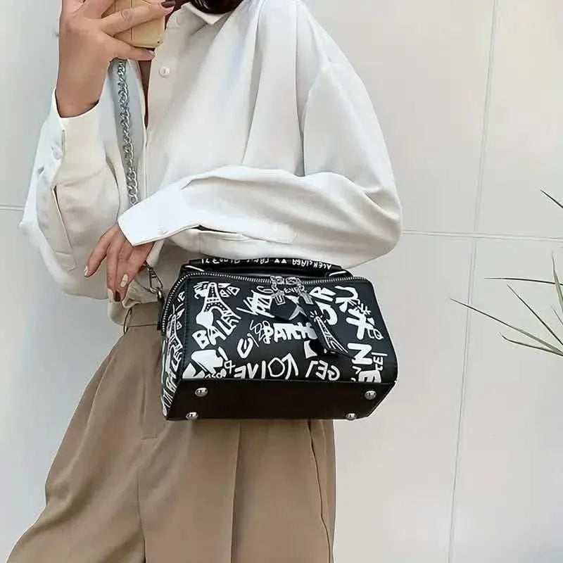 Graffiti Trendy Chain Crossbody Bag for Women - A-1 Thread Vault