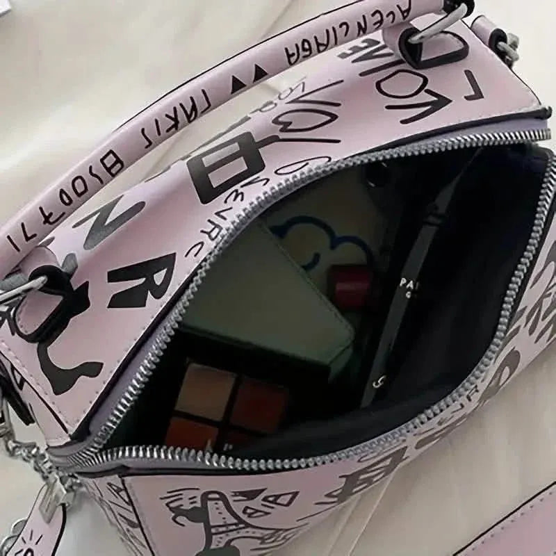 Graffiti Trendy Chain Crossbody Bag for Women - A-1 Thread Vault