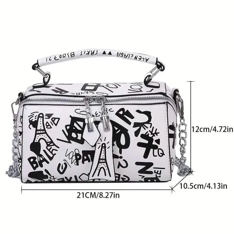 Graffiti Trendy Chain Crossbody Bag for Women - A-1 Thread Vault