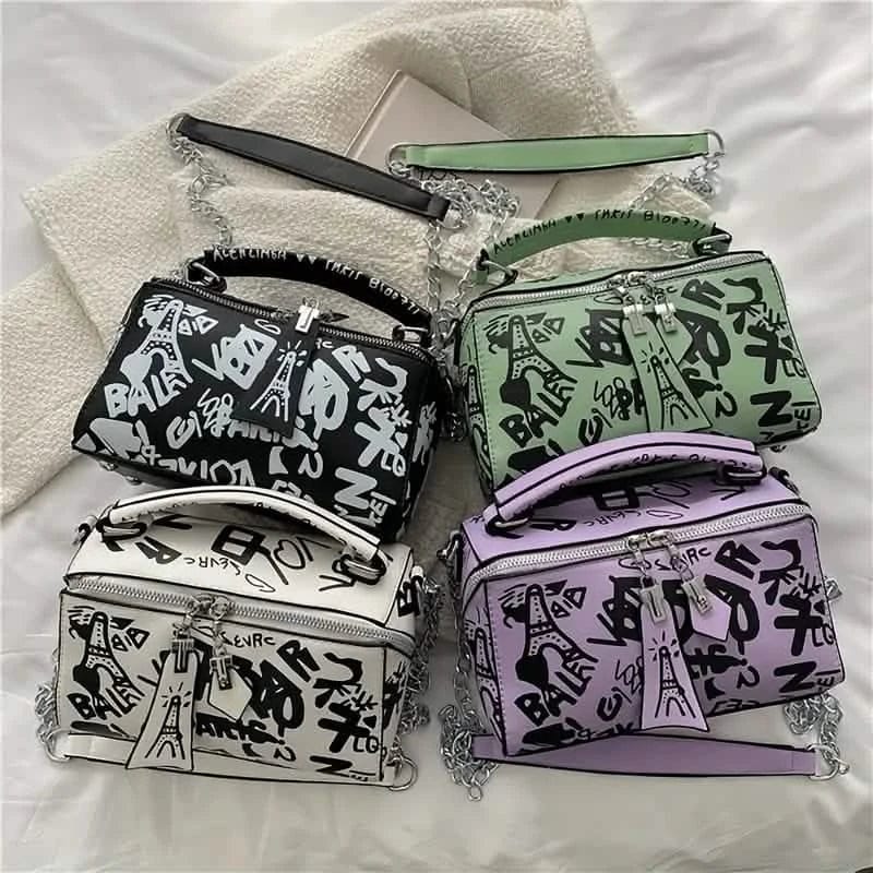 Graffiti Trendy Chain Crossbody Bag for Women - A-1 Thread Vault