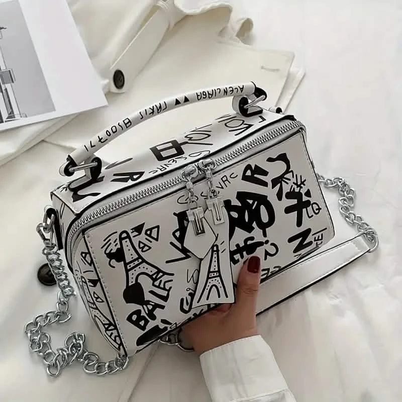 Graffiti Trendy Chain Crossbody Bag for Women - A-1 Thread Vault