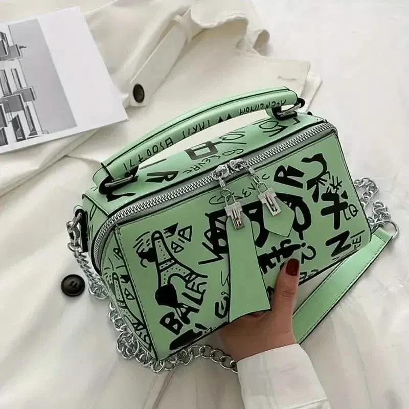 Graffiti Trendy Chain Crossbody Bag for Women - A-1 Thread Vault