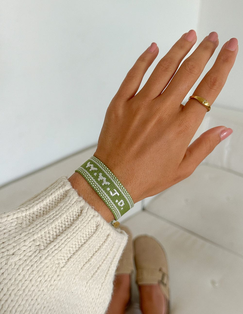 Green WWJD Embroidered Bracelet - A-1 Thread Vault