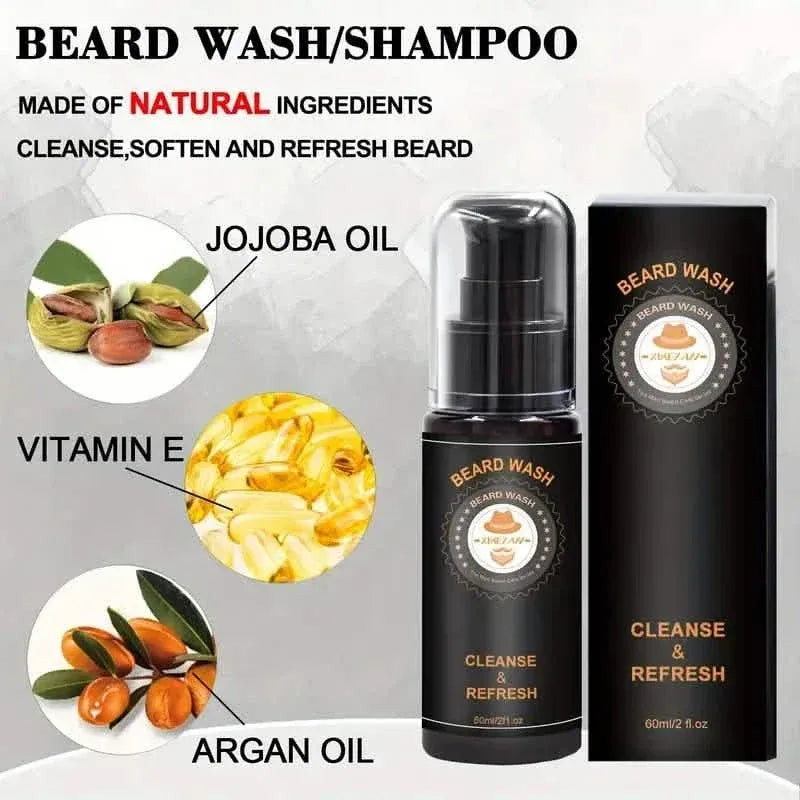 Grooming Kit w/Beard Conditioner, Oil, Balm, Brush, Wash, Comb, Scissor, Bag, E-Book - A-1 Thread Vault