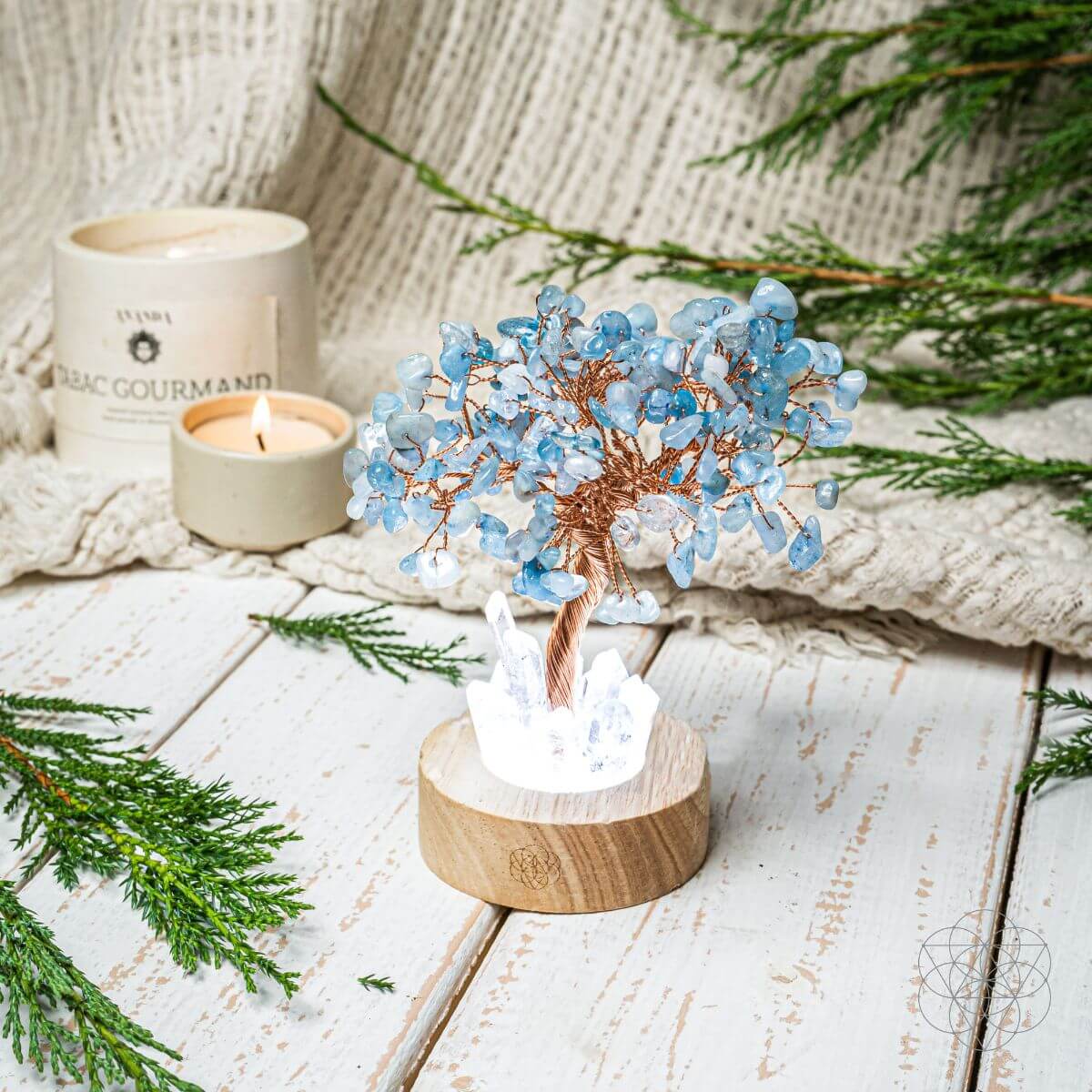 Guardian Lamp of Protection - Aquamarine Tree - A-1 Thread Vault