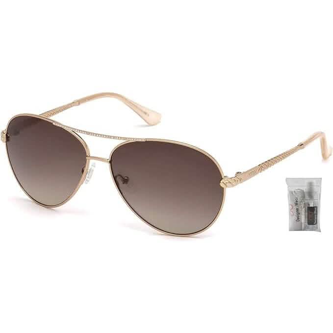 GUESS GU7470-S Pilot Sunglasses for Women + BUNDLE with Designer iWear Eyewear Care Kit (Refurbished) - A-1 Thread Vault