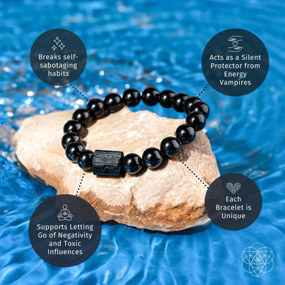 Habit Breaker - Black Obsidian & Tourmaline Bracelet - A-1 Thread Vault