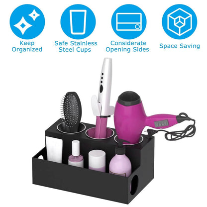 Hair Dryer Organizer with 3 Stainless Steel Cups - A-1 Thread Vault