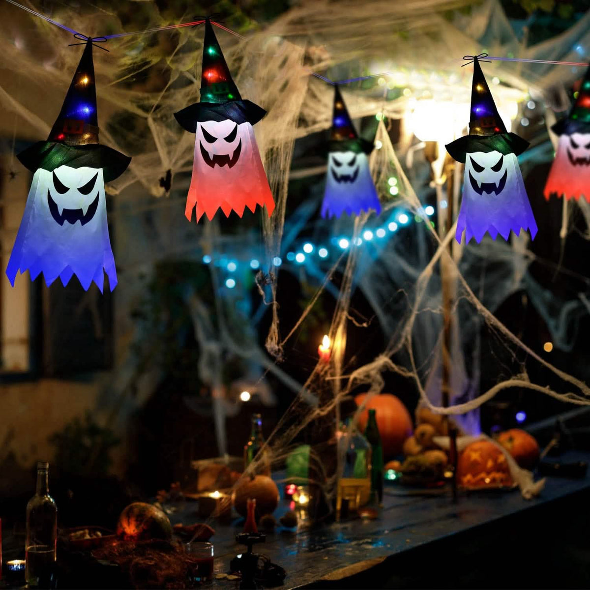 Halloween Ghost Witch Hat Hanging Light Lantern - A-1 Thread Vault