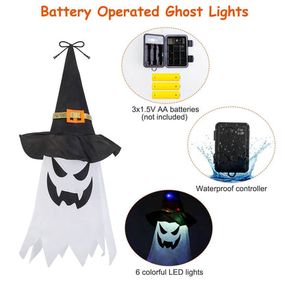 Halloween Ghost Witch Hat Hanging Light Lantern - A-1 Thread Vault