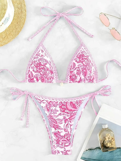 Halter String Triangle Two Piece Bikini Women Swimwear Female Swimsuit Bathers Bathing Swimming Suit Beachwear Summer - A-1 Thread Vault