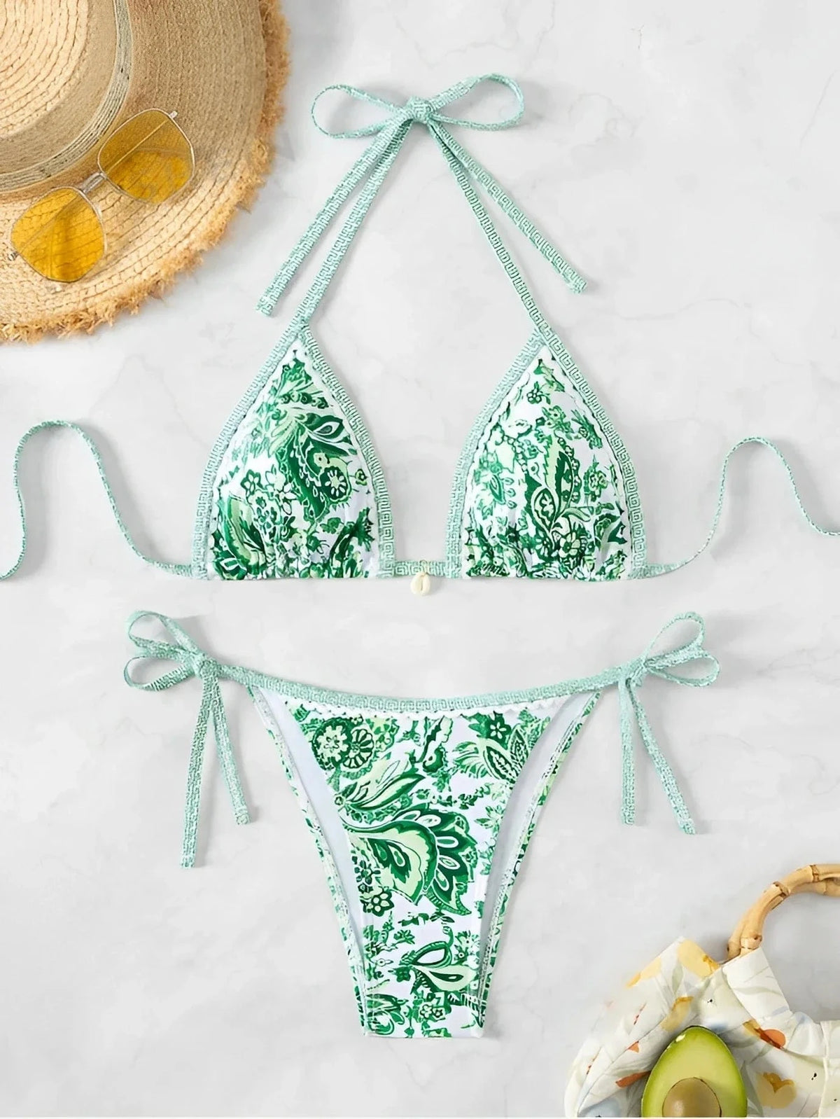 Halter String Triangle Two Piece Bikini Women Swimwear Female Swimsuit Bathers Bathing Swimming Suit Beachwear Summer - A-1 Thread Vault