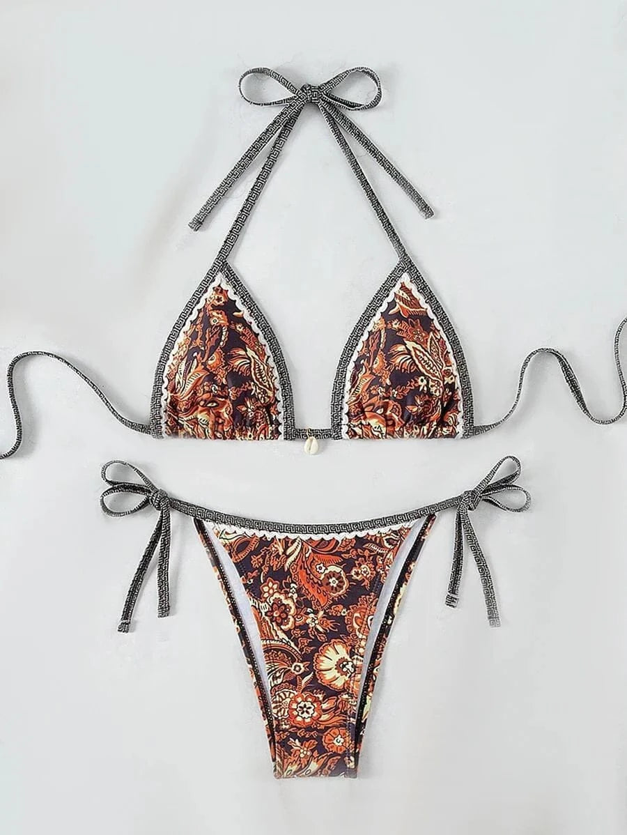 Halter String Triangle Two Piece Bikini Women Swimwear Female Swimsuit Bathers Bathing Swimming Suit Beachwear Summer - A-1 Thread Vault