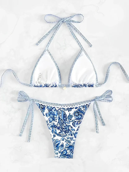 Halter String Triangle Two Piece Bikini Women Swimwear Female Swimsuit Bathers Bathing Swimming Suit Beachwear Summer - A-1 Thread Vault