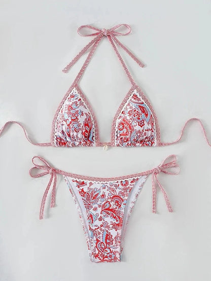 Halter String Triangle Two Piece Bikini Women Swimwear Female Swimsuit Bathers Bathing Swimming Suit Beachwear Summer - A-1 Thread Vault