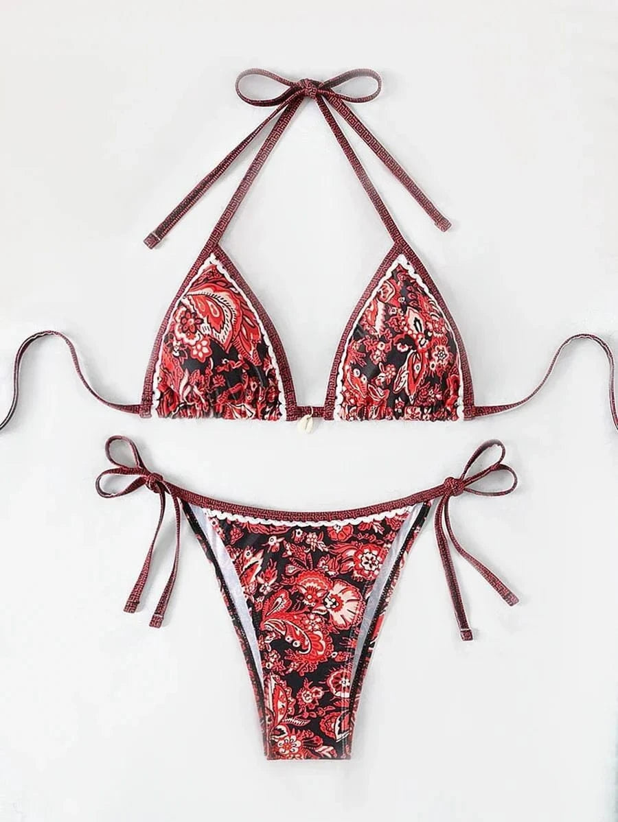 Halter String Triangle Two Piece Bikini Women Swimwear Female Swimsuit Bathers Bathing Swimming Suit Beachwear Summer - A-1 Thread Vault